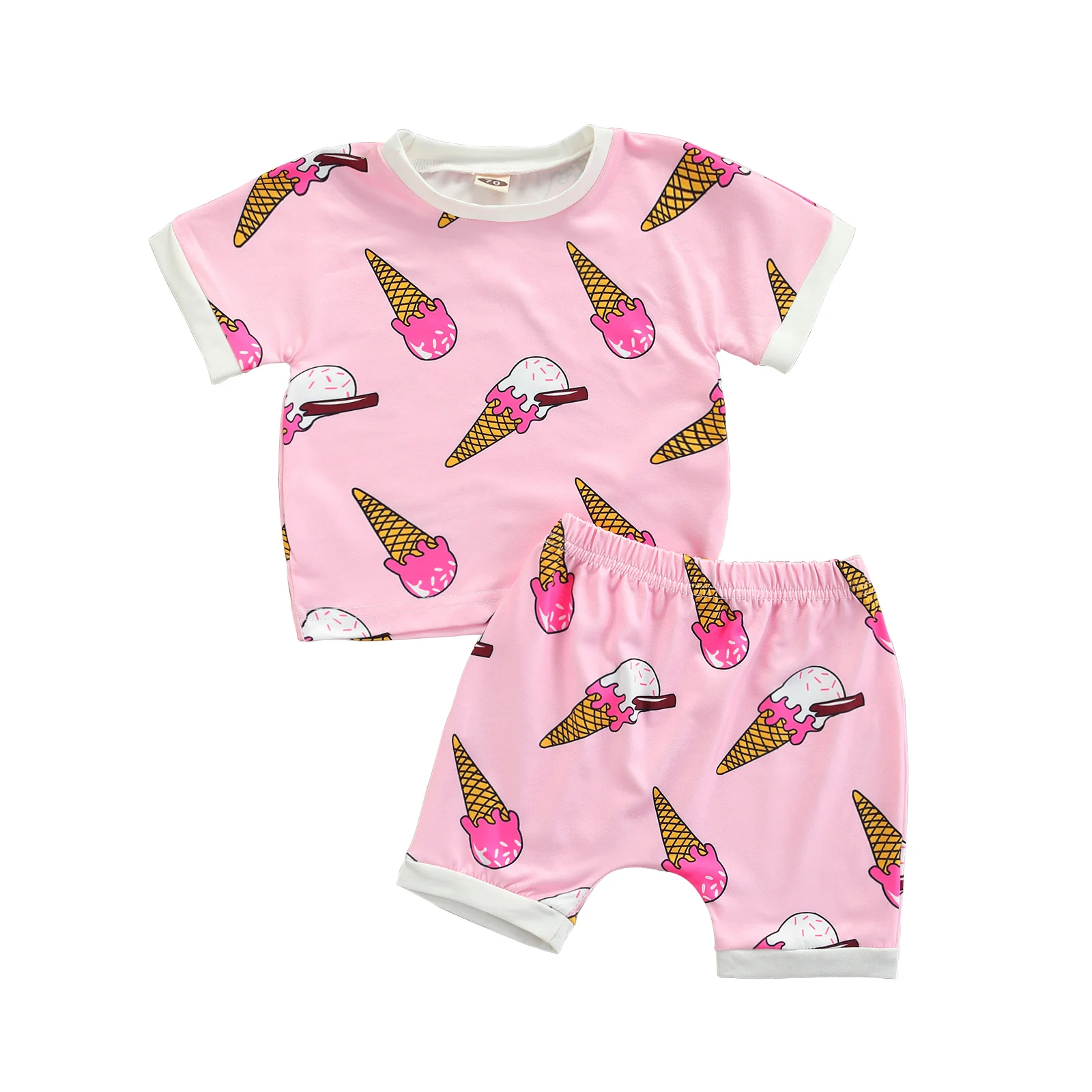 

Ma&Baby 0-24M Cute Newborn Infant Baby Girl Clothes Set Pink Ice Cream Print T shirt Tops Shorts Outfits Costuems DD15