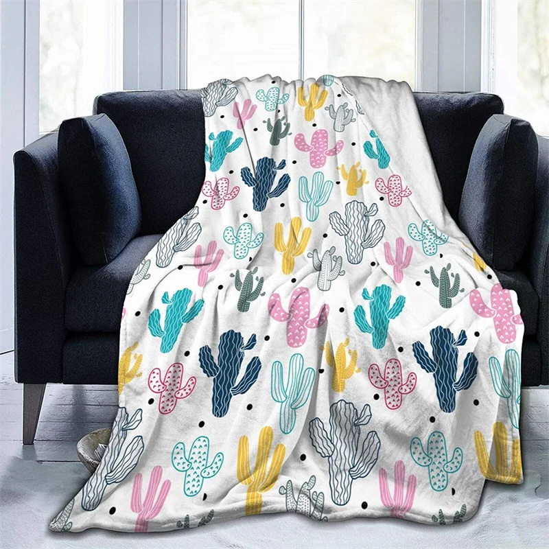 

Cozy Coloful Cactus Navajo Cubre Throw Blanket 3D Print Sherpa Super Comfortable Nordic Manta Sonic