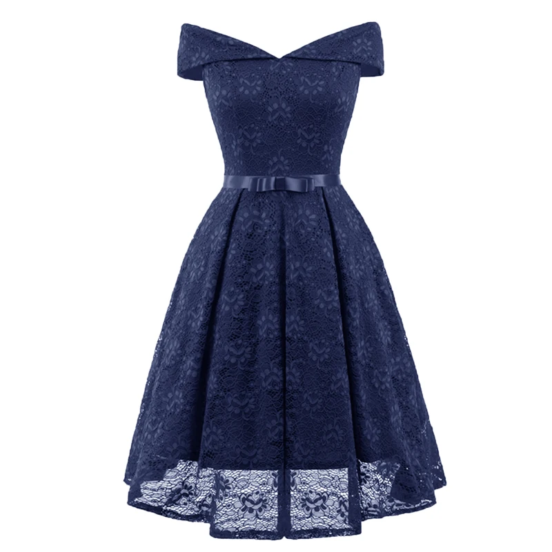 2021 Новые модельные дамские пикантные туфли Сезон лето Плечо кружевное платье с