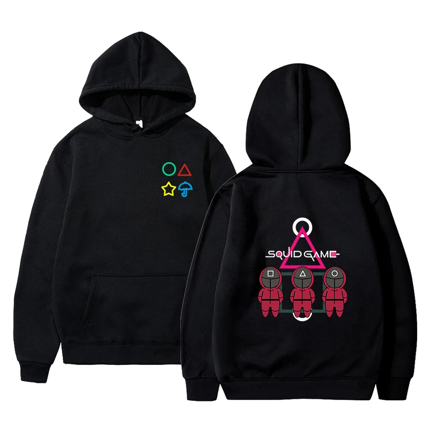 

Hip Hop Hooded Squid Game Hoodies Men Women Unisex Streetwear Pullovers Harajuku Sweatshirt Autumn Boys Girls Black Tops