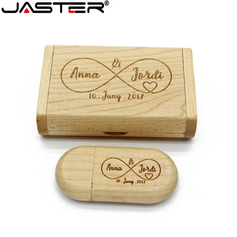 JASTER USB 2 0 (бесплатный логотип) клен деревянный usb + коробка флэш-накопитель грецкий