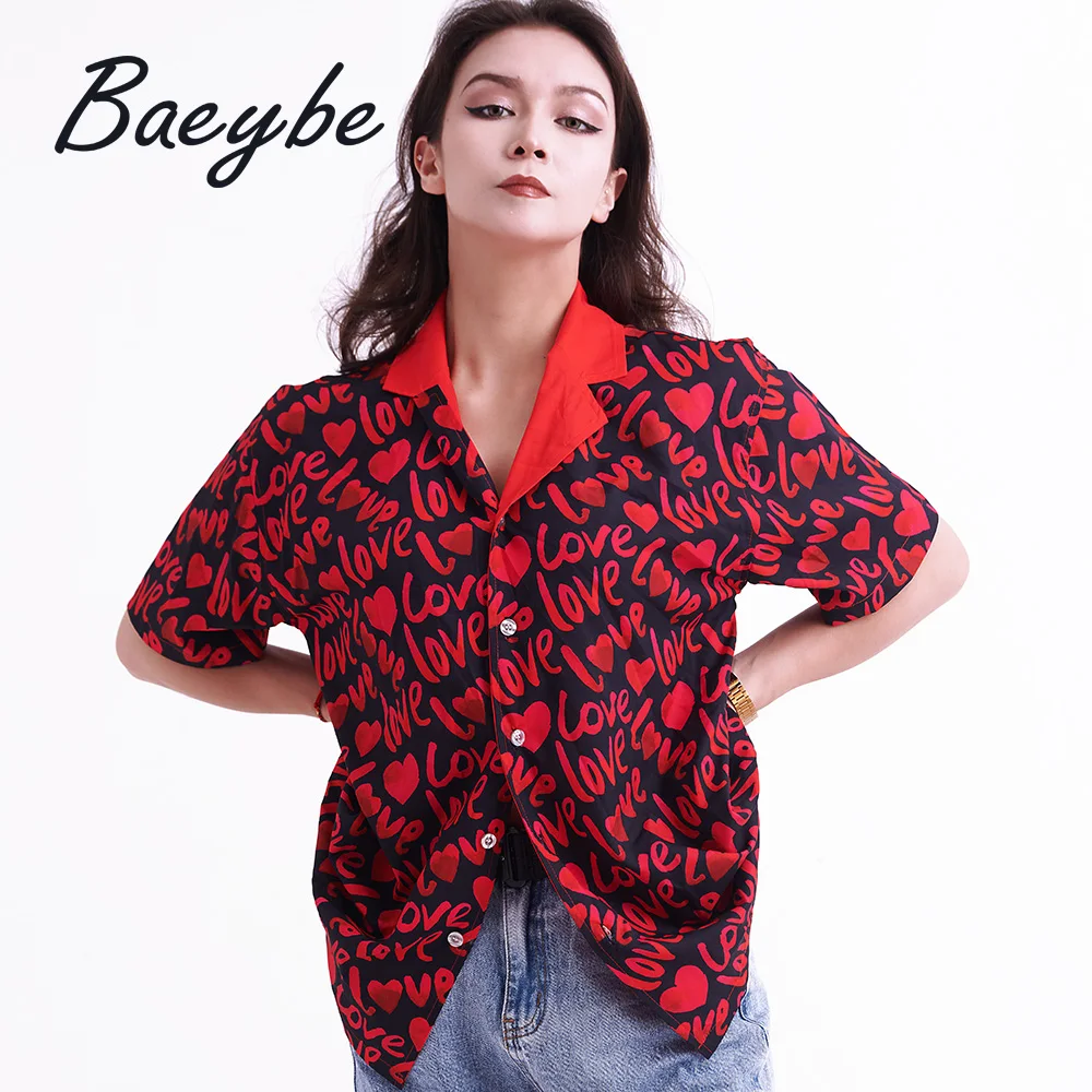 

Summer Beach Women's Hawaiian Shirt Female Blouse Male Short Sleeve Print Shirts Man's Camisas Couple Clothes For Pool Party