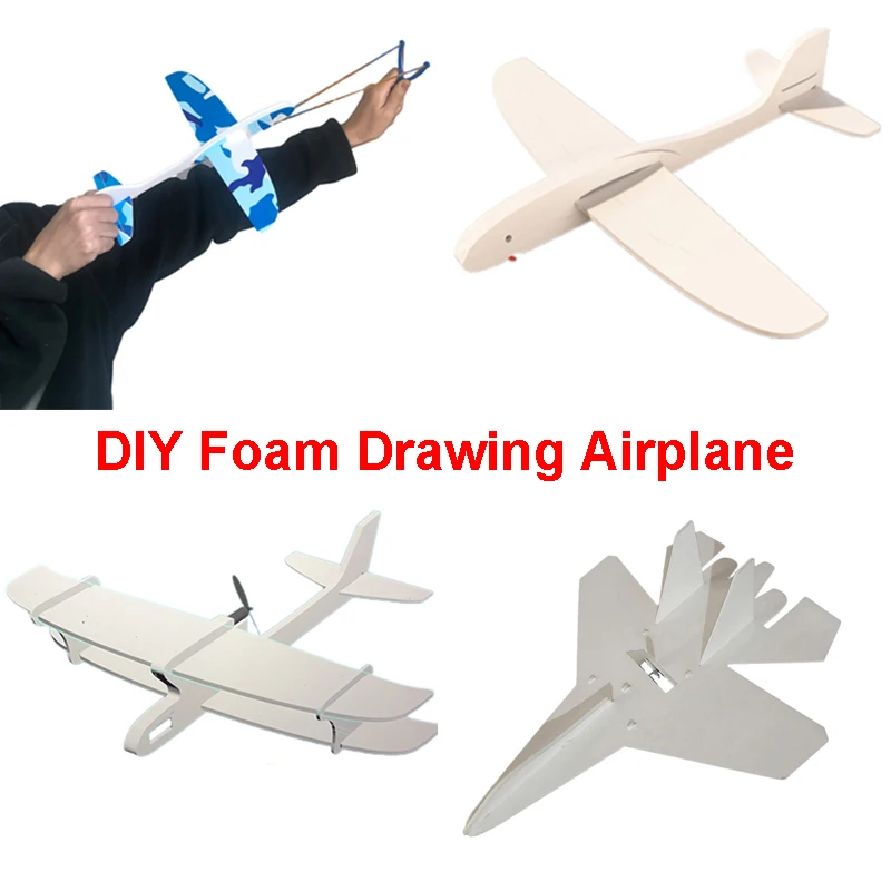 

DIY Foam Drawing Airplane Mode Kids Outdoor Game Toys Slingshot Hand Throw Training Foam Aeroplane Model Flying Glider Toys