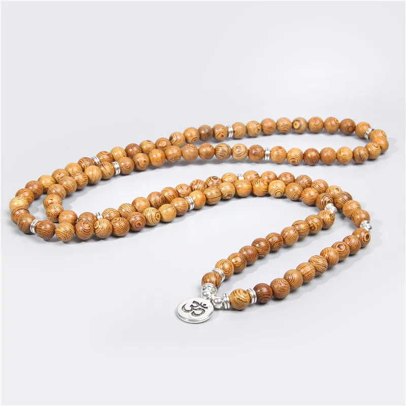 Подвеска-ом лотоса 108 бусин браслет настоящий Сандал буддийский Будда дерево