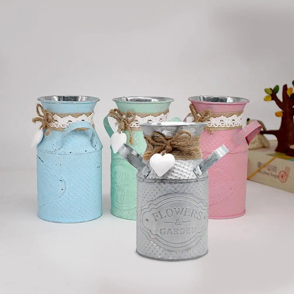 

Simple Innovative Cylindrical Flowerpot Living Room Personalized Flower Planter Ladies Shop Pastoral Ornament Iron Craft