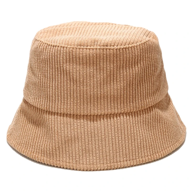 Мода для взрослых Зимние ребристые бархатное Ведро Шляпа Сплошной Цвет