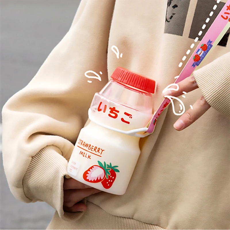 

480ml Plastic Water Bottle Tour Drinking Bottle Yakult Shape Cute Kawaii Milk Carton Shaker Bottle for Kids/Girl/Adult