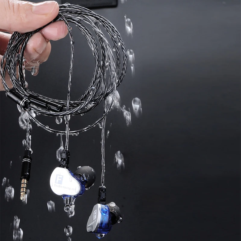 

original fashion fonge f4 wired earphone bass heavy dual driver stereo hifi earphones sport music earbud with mic for smartphone