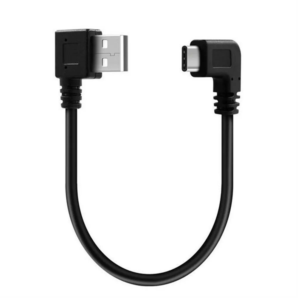 Double Elbow Type-C USB to USB-A Male USB 3.1 Type C Male 90 Degree Left Right Angled Connector Short 25cm Power Cable - Black image 4