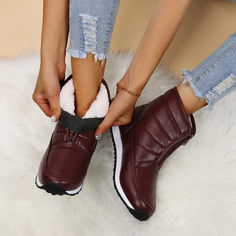

Winter Women Boots Warm Fur Snow Boots Female Plush Ankel Boots Waterproof Shoes Women Plus Size Botas Mujer