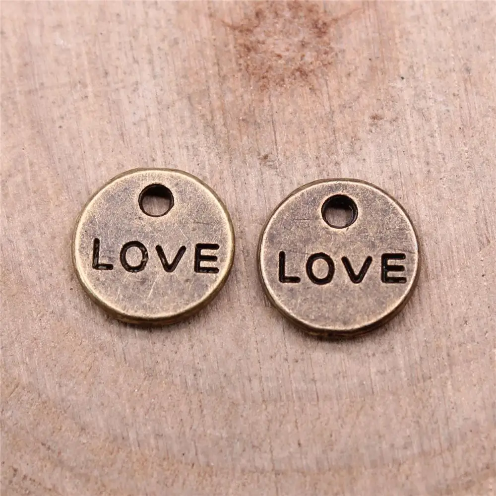 

Double Sided Tiny Love Charms For Jewelry Making Findings Handmade DIY Craft 40pcs Antique Bronze Color 9mm