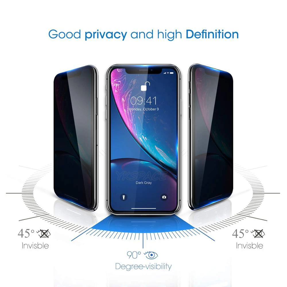 15D Full Cover Privacy Screen Protector For iPhone X XR XS 11 12 13 mini 14 Pro Max Anti Spy Glare Peeping 3D Tempered Glass