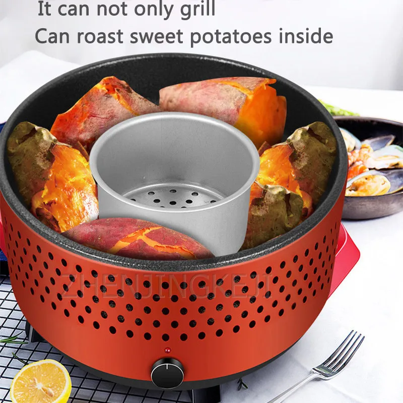 Домашний гриль с разделением масляного дыма угольной круглый комнатный и