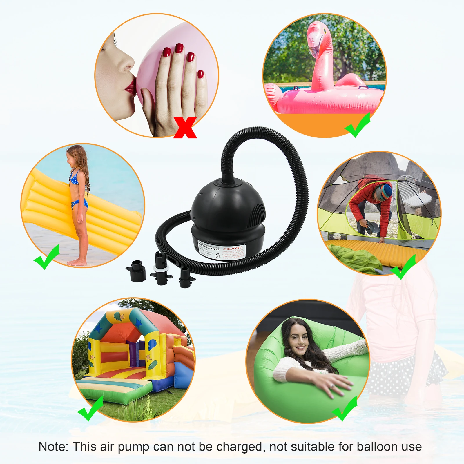 

Electric Air Pump 2.8psi Portable Quick Air Pump Inflator Deflator Pumps for Inflatable Swimming Pool Air Mattress Beds Boats