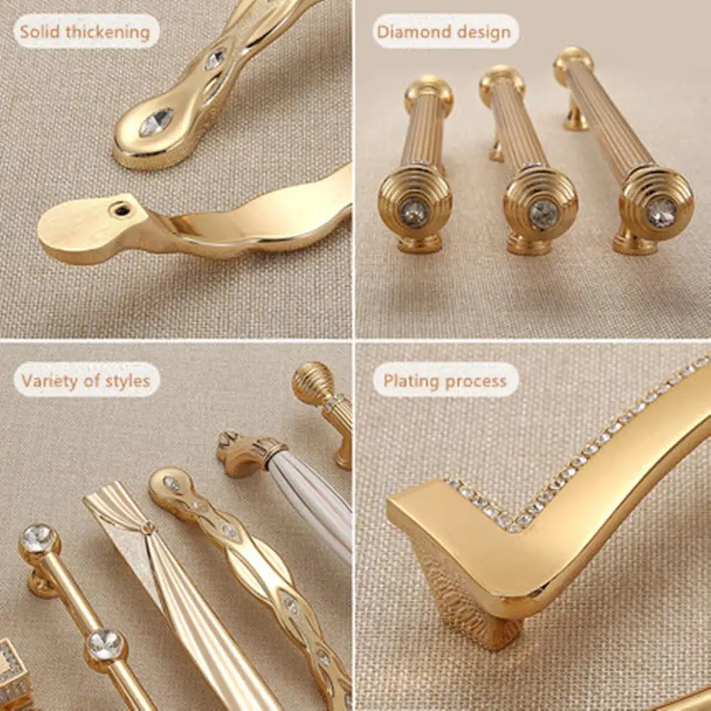 Европейские золотые инкрустированные дверные ручки домашние шкафы ящики для