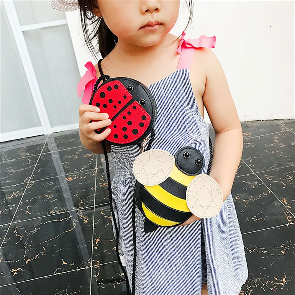 Plush Backpacks Cute Children Girl Bags Bee Ladybug Snails Baby Crossbody mini shoulder bag PU carry gift for kid 2019 | Игрушки и хобби