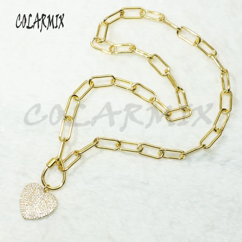 

3strands Heart LOVE pendants necklace link chain necklace keep color quality zircon pendants accessories gift for women 50383