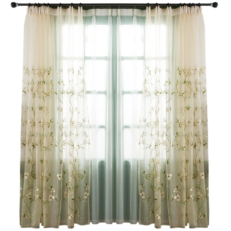 

American Country Pastoral Style Bedroom Living Room Bay Window Finished Window Screen Balcony Floor Tulle Curtain