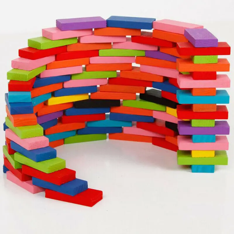 100 шт. игрушки домино Детские деревянные красочные кубики наборы для раннего