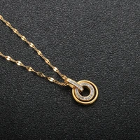 luxury clay crystal round charm necklace stainless steel exquisite clavicle necklace for women fashion jewelry gift
