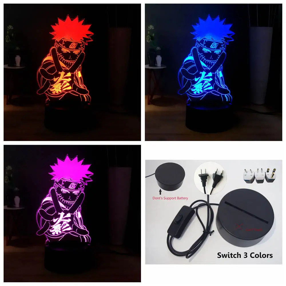 Switch One 3 Color Наруто USB переключатель прикроватная лампа RGB 7 красочная сменная настольная лампа Uzumaki Наруто светодиодный светильник для сна для ребенка огонь нация подарок ребенку - Испускаемый цвет: Switch One 3 Color