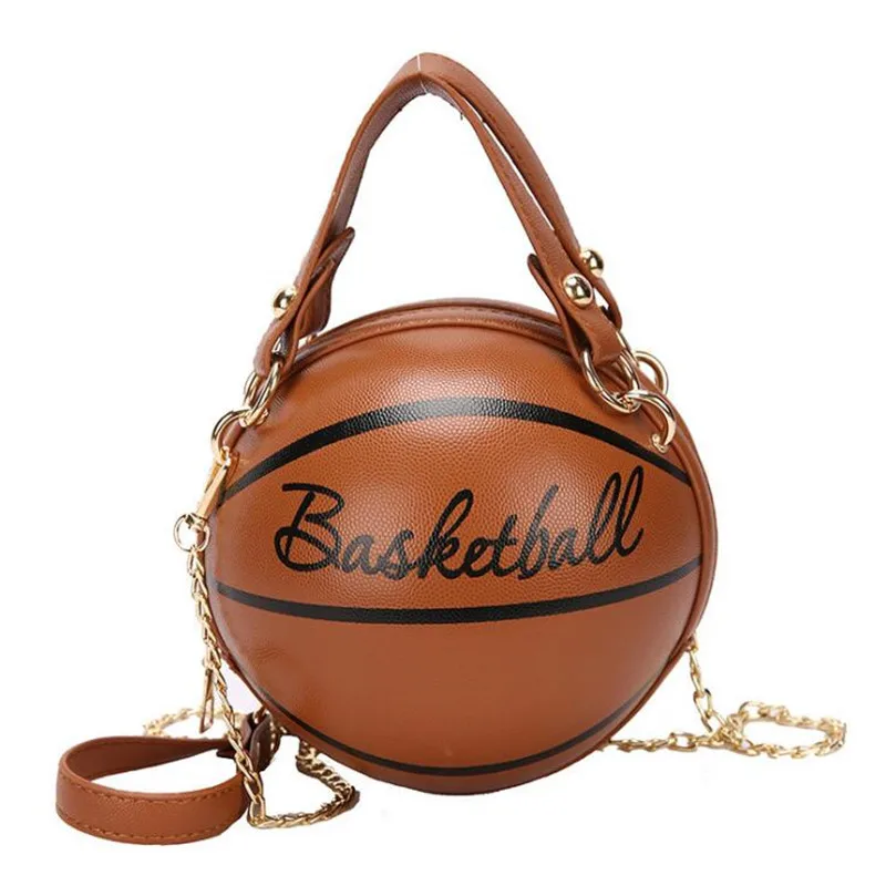 

Basketball Zip Bags Women's Bag 2020 Crossbody Bag PU Leather Handbags Fashion Chain Round Totes Female Shoulder Messen