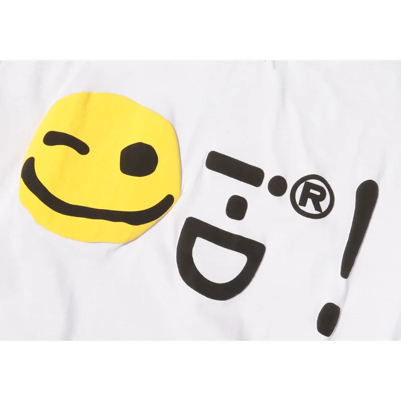 

Hip Hop T-shirt Men's Streetwear Foam Printing Smiley Harajuku Oversized Tshirt 2021 Summer Cotton Loose Top Short Sleeve Black