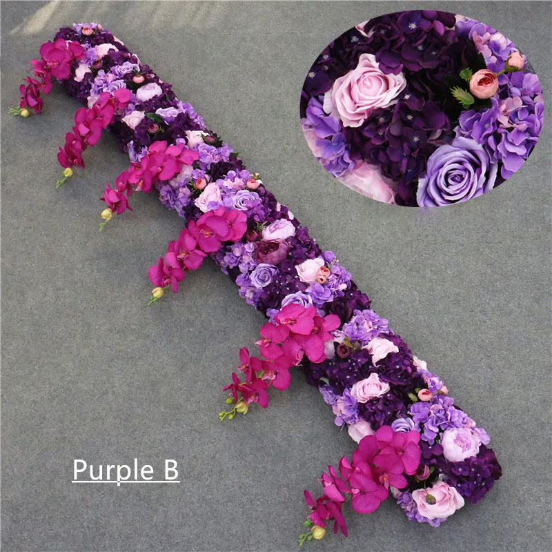 Purple B 1 м/2 м искусственные цветы, орхидеи, Декор строк, вечерние, свадебные декорации, железный Стенд АРКА, дорога, свинец, Глициния, роза, пион, Орхидея, ряд - Цвет: Purple B