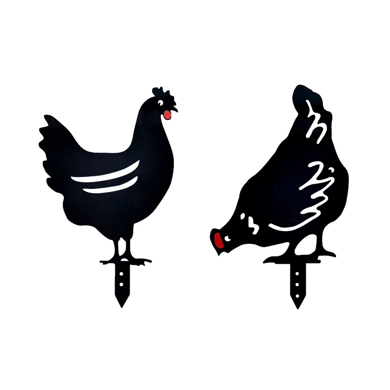 

2X Chicken Yard Art Gardening Ornaments Home Outdoor Garden Backyard Lawn Acrylic Black Gardening Hen Yard Decor - A & E