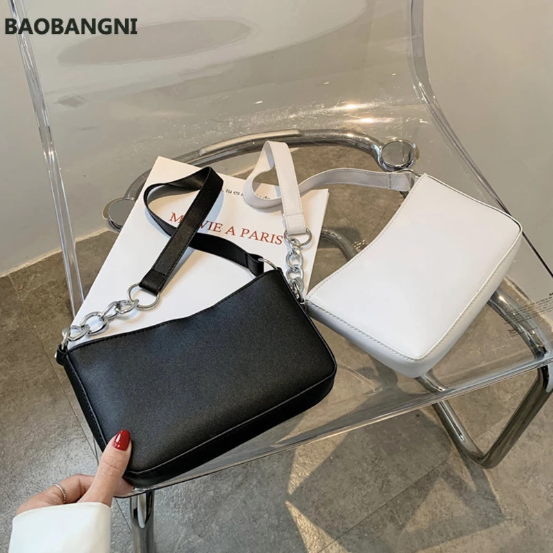 

Chain Black Shoulder Bags PU Leather Women's bag Underarm Flap Female Daily Travel Handbags Women's Cheap