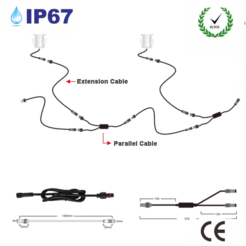 DC 12V 24V Быстрый разъем светодиодный провод 2/3 pin удлинитель параллельный кабель IP67
