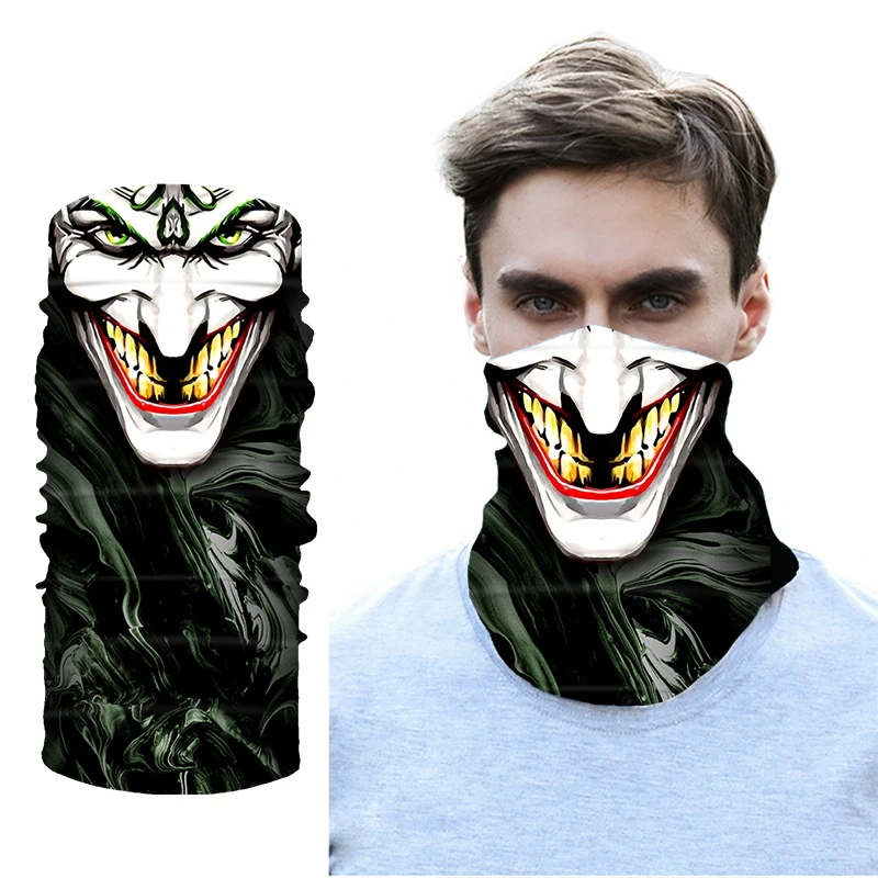 

3D Clown Headband Multifunction Hanging Mask Neck Cover Bandana Breathable Scarf Outdoor Sport Neckerchief Half Face Shield