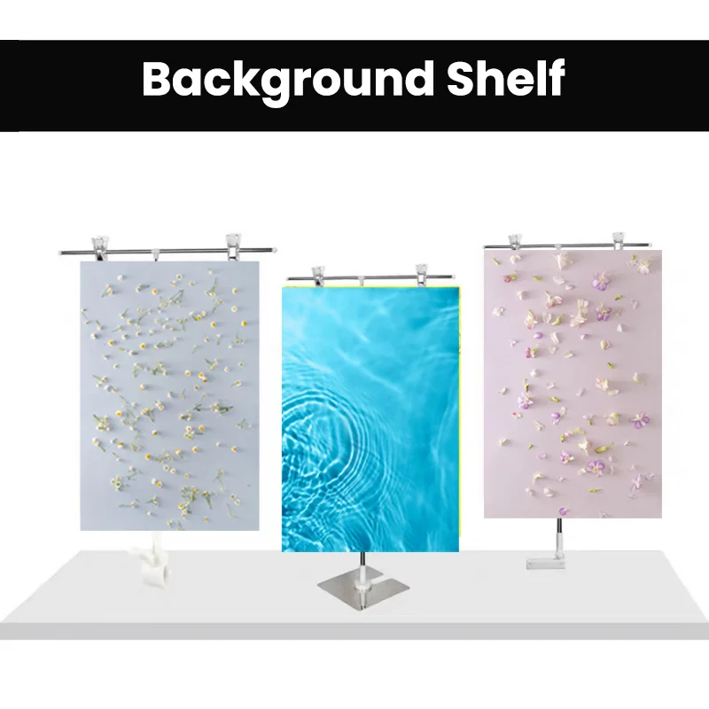 Stainless Steel Desktop Photo Mini Tripod Marble Pattern Photography Background Paper Holder, Adjustable Poster T-Shaped Brack