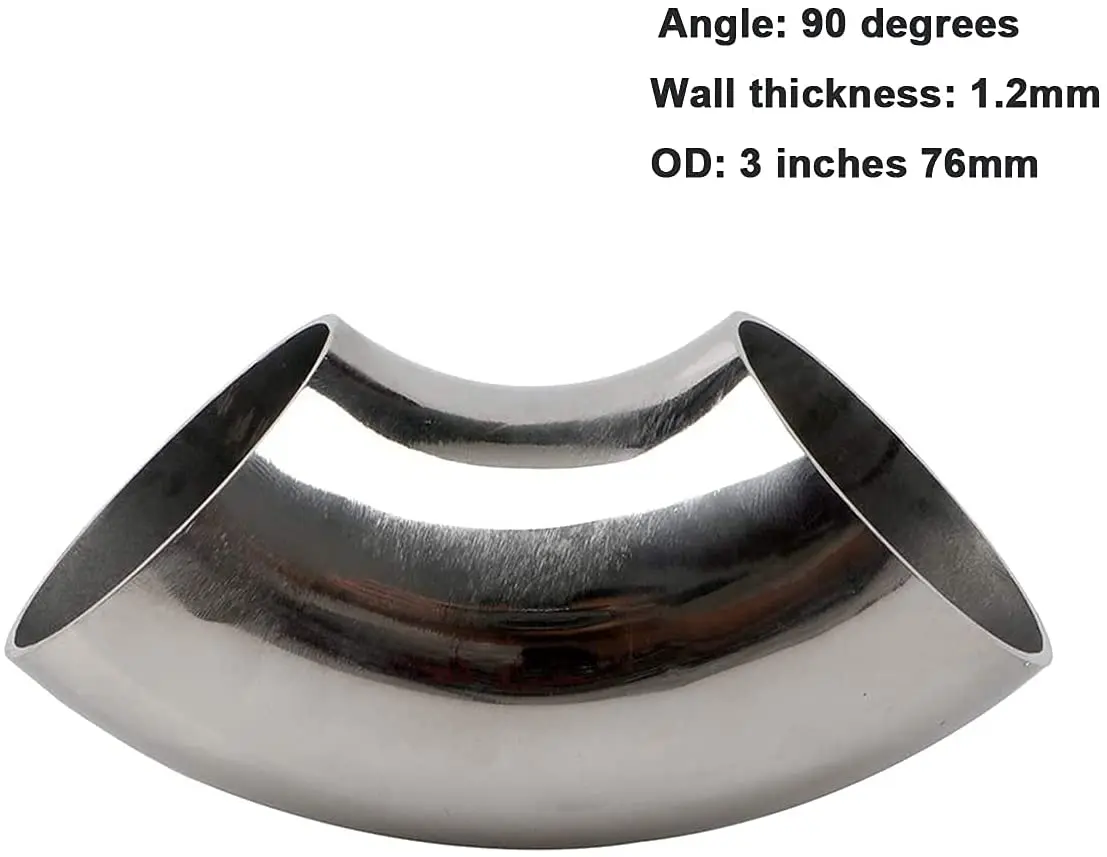 

Колено из нержавеющей стали 3 дюйма 90 ° Толщина 1,2 мм Материал 201 для модифицированной выхлопной трубы автомобиля