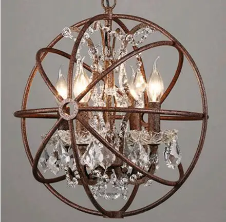 

Rustic Orb Chandelier Farmhouse Kitchen Island Led Bar Light Crystal Chandelier Loft Vintage Retro Black Round Chandelier Lamp
