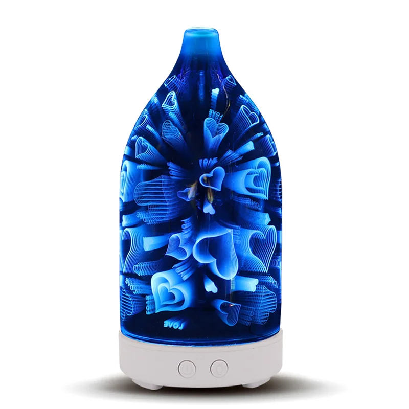 

100ml Creative 3D Ultrasonic Aroma Essential Oil Diffuser With LED Changing Light Air humidifier Essential Oil Cool Mist
