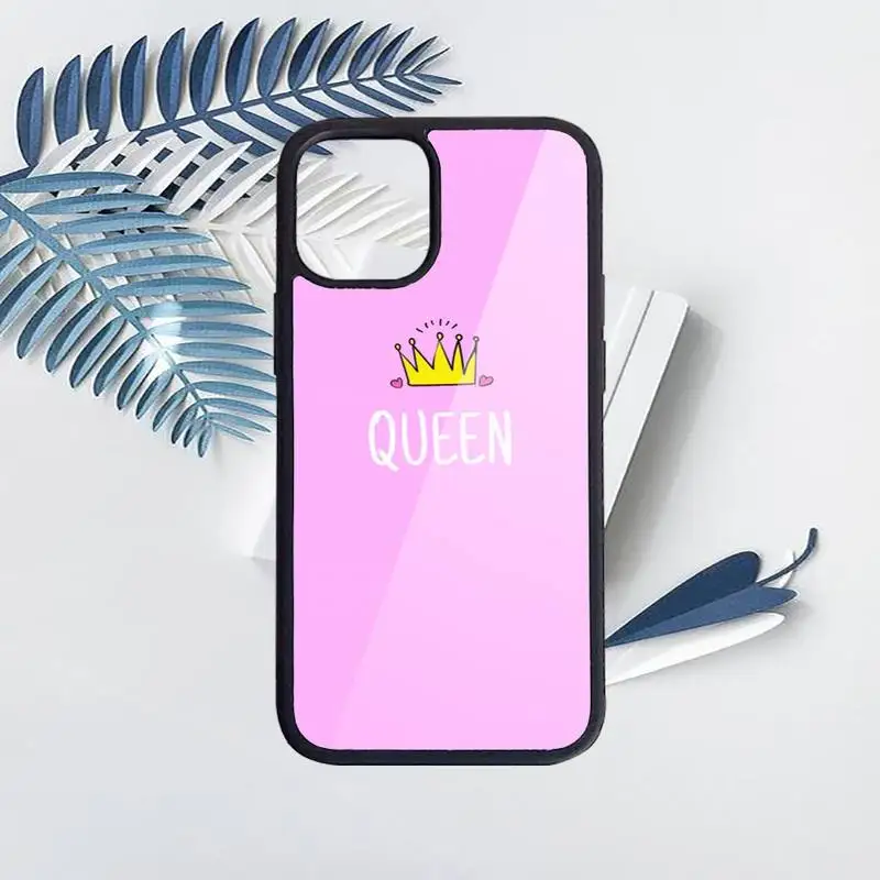 

Matte Crown King Queen Phone Case for iPhone 11 12 pro XS MAX 8 7 6 6S Plus X 5S SE 2020 XR Hard PC