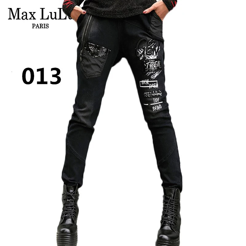Max LuLu Роскошные корейские винтажные женские штаны-шаровары женские черные рваные джинсы с эффектом пуш-ап женские джинсовые брюки размера плюс Pantolon