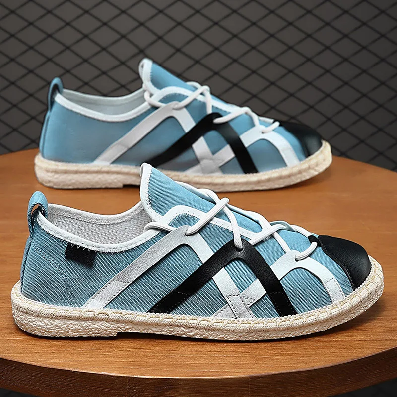 

Personalized Fashion Canvas Shoes Men's Summer New Breathable Linen Fisherman Shoes 2021 Casual Lazy Shoes