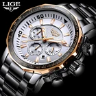 Часы наручные LIGE Мужские кварцевые, брендовые Роскошные спортивные в стиле милитари, водонепроницаемые с хронографом и датой, 2020