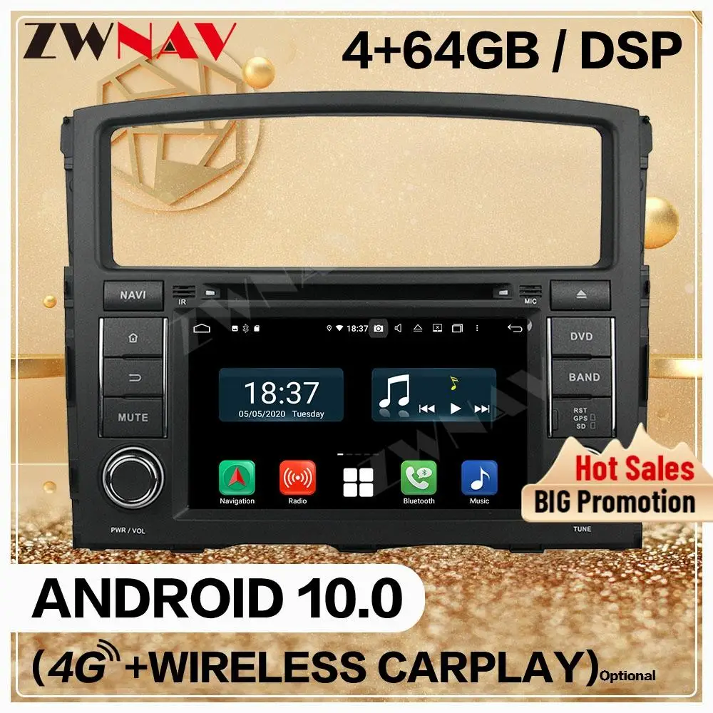 

4+128GB Carplay 2 Din For MITSUBISHI PAJERO 2006 2007 2008 2009 2010 2011 Android 10 Player Audio Radio GPS Navi Head Unit Auto