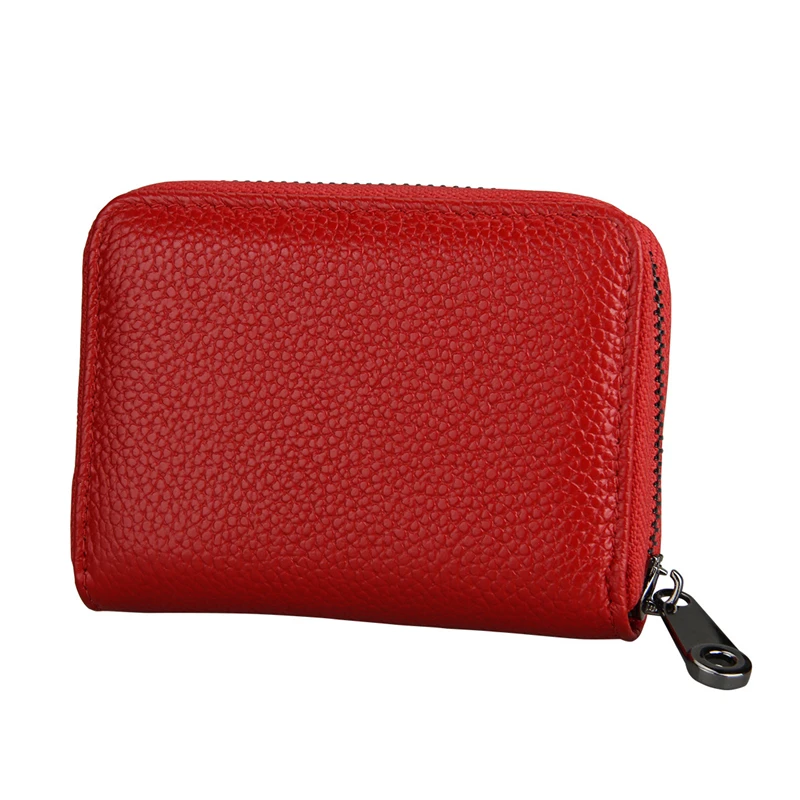 2020 new genuine leather card bag rfid blocking credit card holder men business card wallet women change organizer zipper purse free global shipping