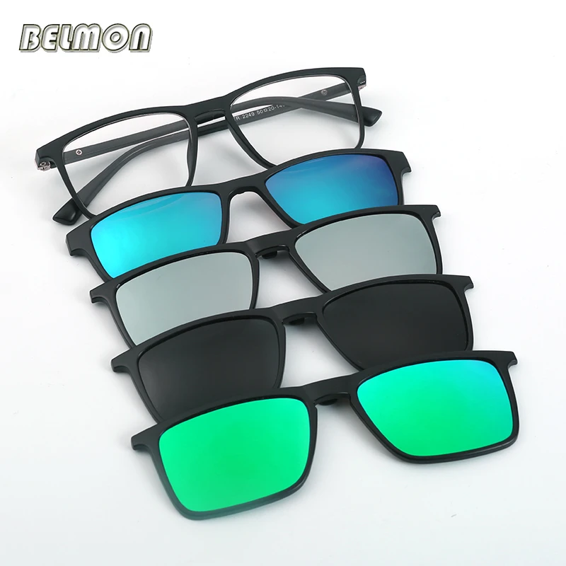 Fashion Spectacle Frame Men Women With  Polarized Clip On Sunglasses Magnetic Glasses Male Myopia Optical Spring Hinge RS1001