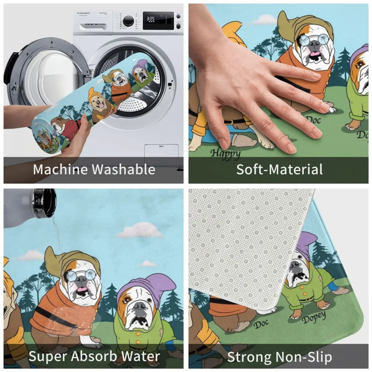 Коврик с изображением бульдога гномов коврик для ног ванной нескользящий входа