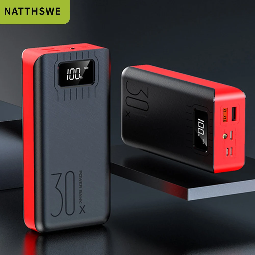 Красный Портативный внешний аккумулятор NATTHSWE 30000 мА/ч для всех смартфонов Xiaomi, внешний аккумулятор, быстрая зарядка, внешний аккумулятор - Цвет: Красный