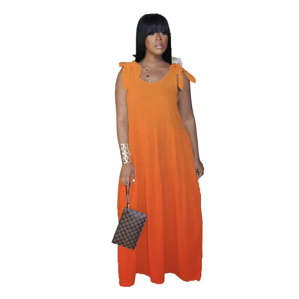 

Summer 2020 O bow dress ladies elegant casual loose party dress beach style and floor dress