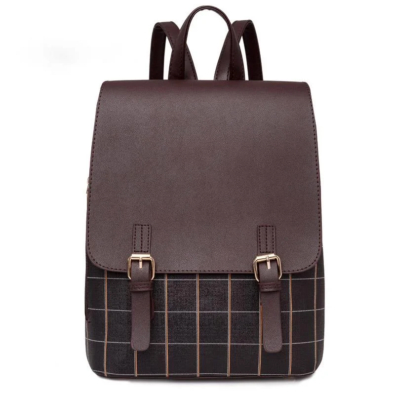 

Brand high quality leather backpack classic British style young girl school bag luxury designer fashion zipper travel backpack