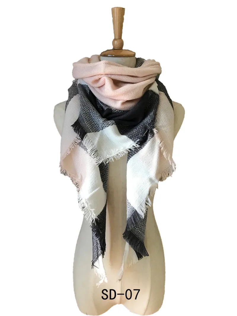 2019 женский зимний треугольный шарф клетчатый теплый кашемировый шали пашмины