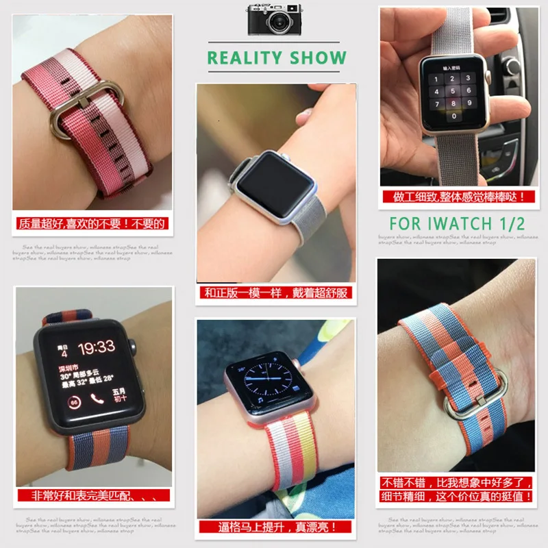 Ремешок для apple watch series 5 4 3 2 1 тканый нейлоновый ремешок для iWatch 44 мм 42 мм 40 мм 38 мм цветной узор Классическая пряжка