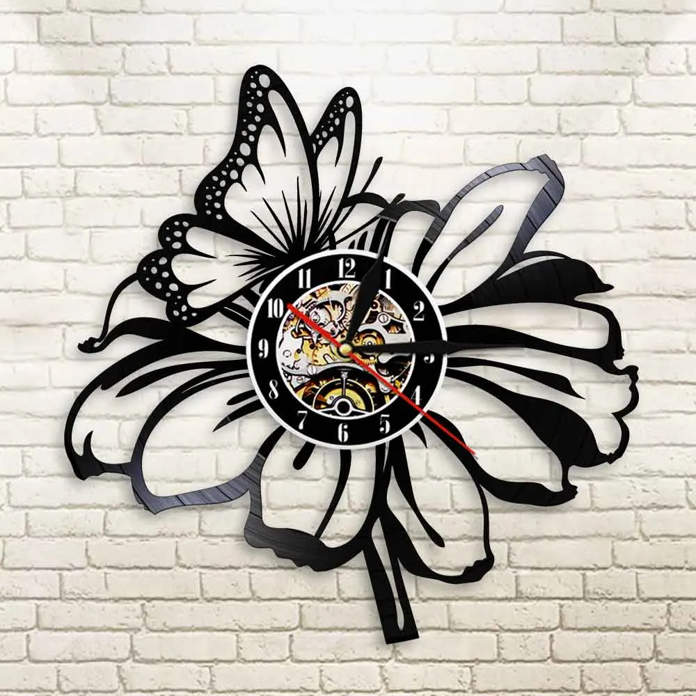 Настенные часы с изображением бабочек и цветов домашний декор настенные